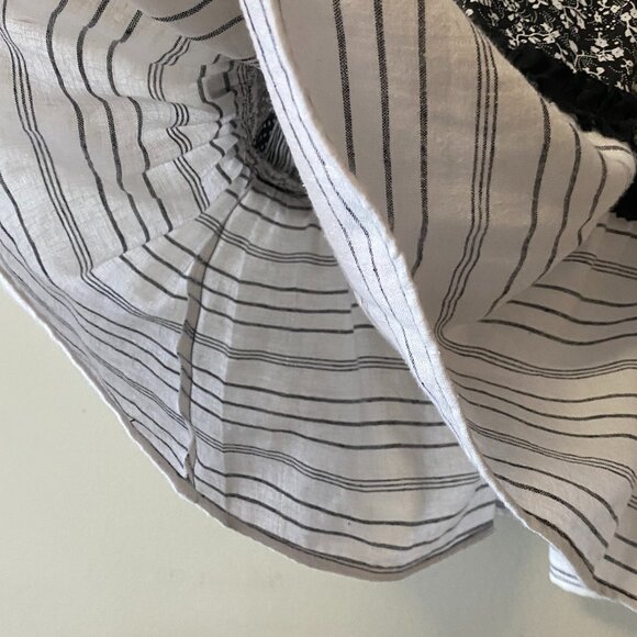 Handmade Children's Cotton Linen Black White Mixed Pattern Tie Strap Dress - Picture 13 of 13